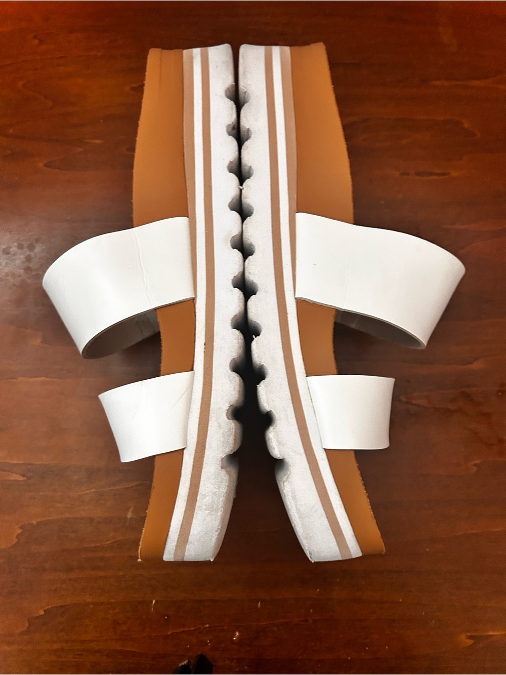 Reef White Double-Strap Cork Platform Slide Sandals size 8 - Picture 5 of 13